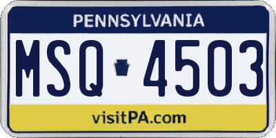 PA license plate MSQ4503
