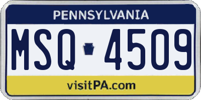 PA license plate MSQ4509