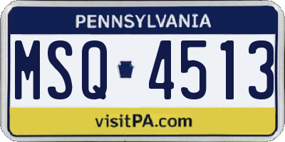 PA license plate MSQ4513