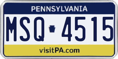PA license plate MSQ4515