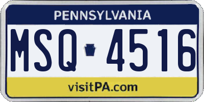 PA license plate MSQ4516