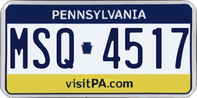 PA license plate MSQ4517