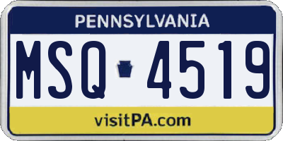 PA license plate MSQ4519