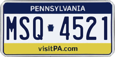 PA license plate MSQ4521