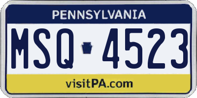 PA license plate MSQ4523