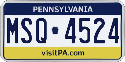 PA license plate MSQ4524