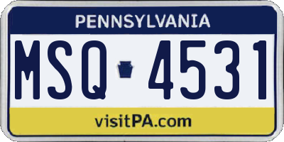 PA license plate MSQ4531