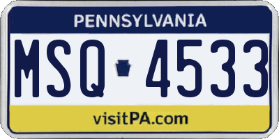 PA license plate MSQ4533