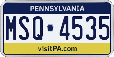 PA license plate MSQ4535