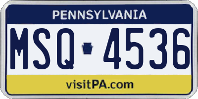 PA license plate MSQ4536