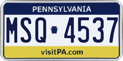 PA license plate MSQ4537