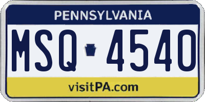 PA license plate MSQ4540