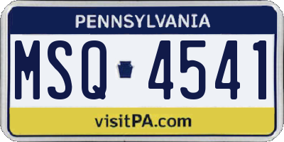 PA license plate MSQ4541
