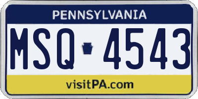 PA license plate MSQ4543