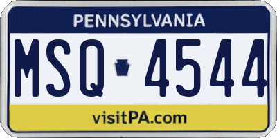 PA license plate MSQ4544