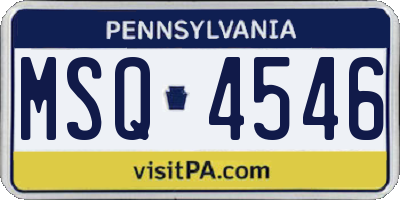 PA license plate MSQ4546