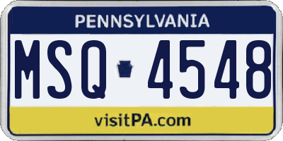 PA license plate MSQ4548