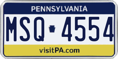 PA license plate MSQ4554