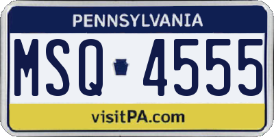 PA license plate MSQ4555