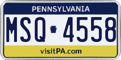 PA license plate MSQ4558