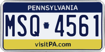 PA license plate MSQ4561