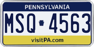PA license plate MSQ4563