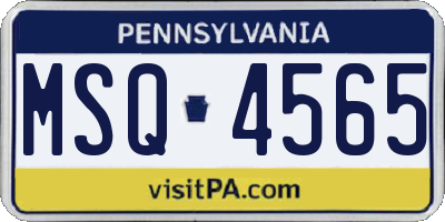 PA license plate MSQ4565