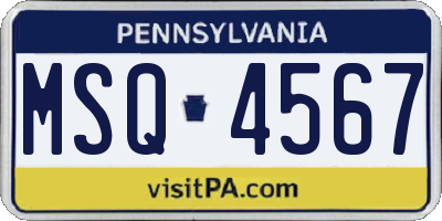 PA license plate MSQ4567