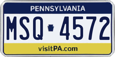 PA license plate MSQ4572