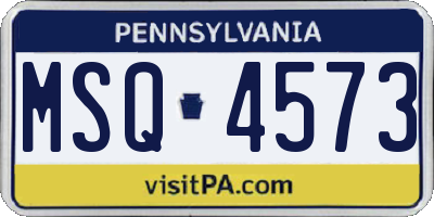 PA license plate MSQ4573