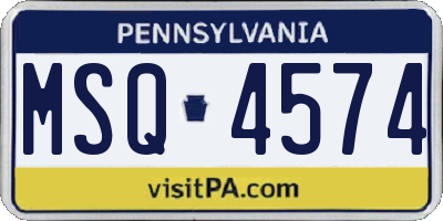 PA license plate MSQ4574
