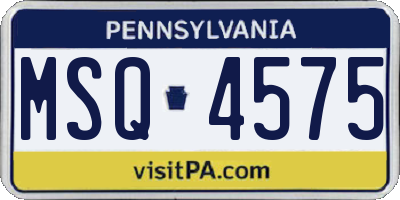 PA license plate MSQ4575