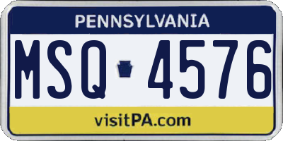 PA license plate MSQ4576