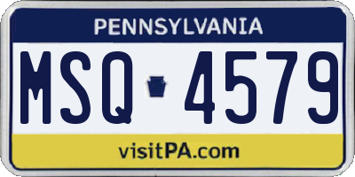 PA license plate MSQ4579