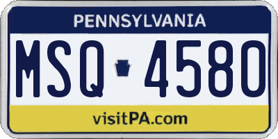 PA license plate MSQ4580