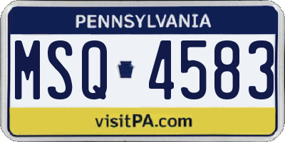 PA license plate MSQ4583