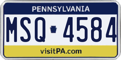 PA license plate MSQ4584