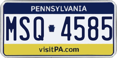 PA license plate MSQ4585