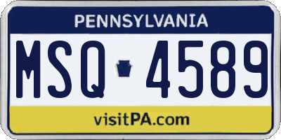 PA license plate MSQ4589