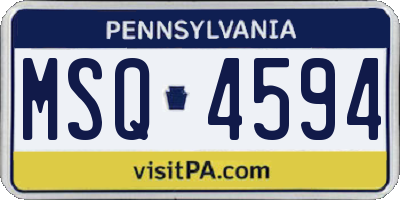 PA license plate MSQ4594