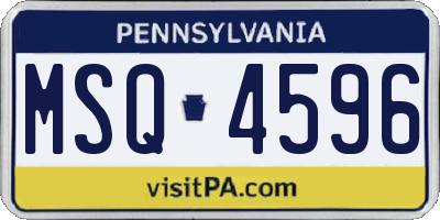 PA license plate MSQ4596