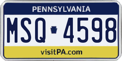 PA license plate MSQ4598