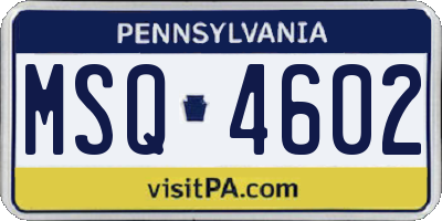 PA license plate MSQ4602