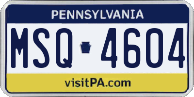 PA license plate MSQ4604
