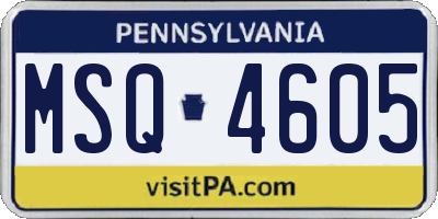 PA license plate MSQ4605