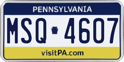 PA license plate MSQ4607