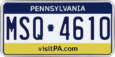PA license plate MSQ4610