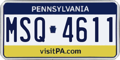 PA license plate MSQ4611
