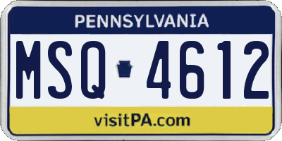 PA license plate MSQ4612