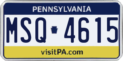 PA license plate MSQ4615